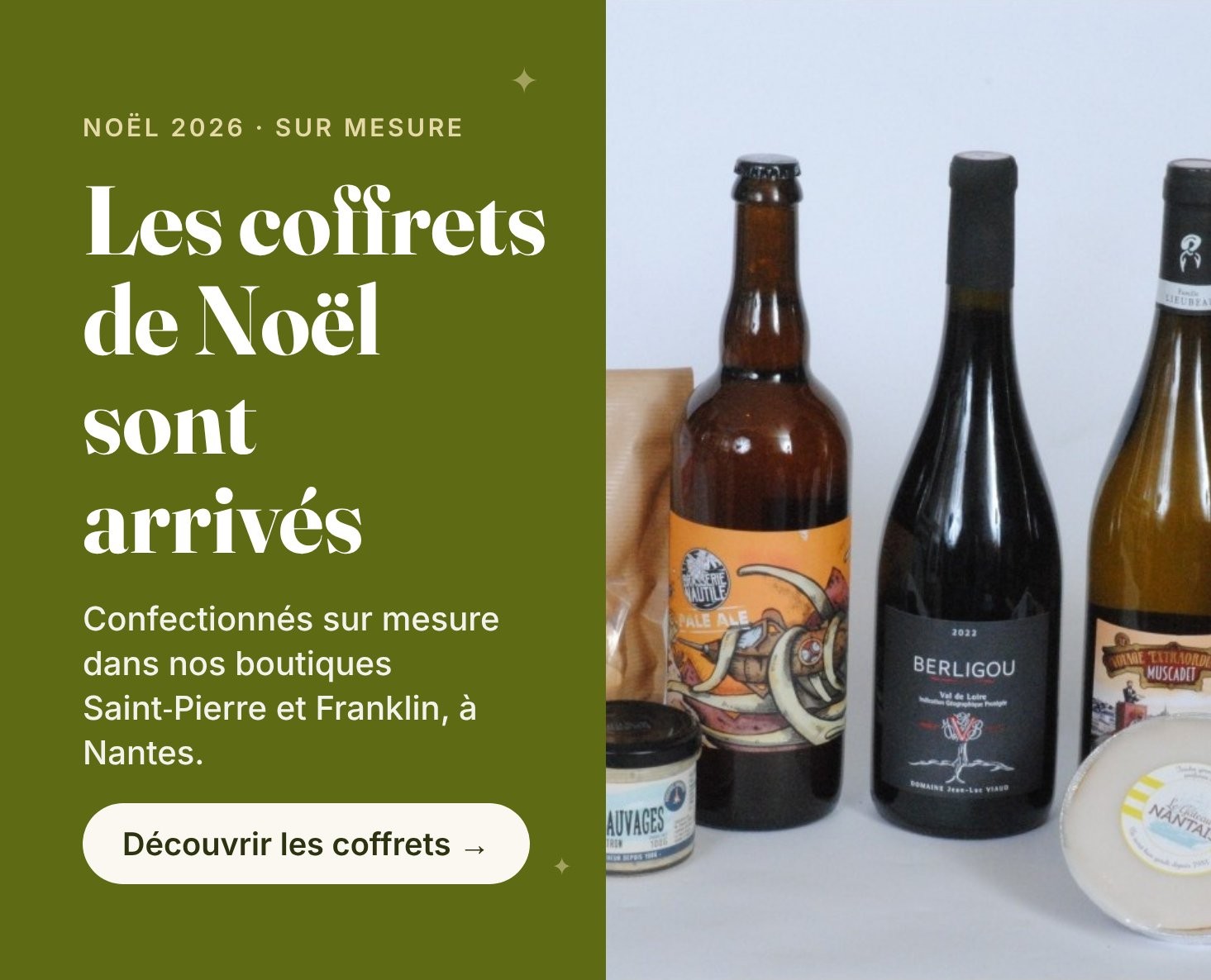 Les coffrets de Noël sont arrivés, confectionnés sur mesure dans nos boutiques Saint-Pierre et Franklin à Nantes